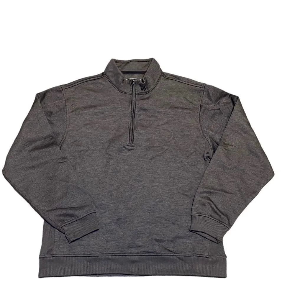 Pebble Beach Performance Gray Long Sleeved Quarter Zip Pullover Mens Sma…